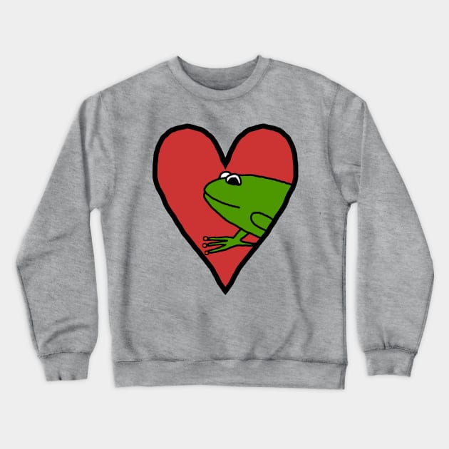 My Valentine Frog Man I love Frogs Crewneck Sweatshirt by ellenhenryart